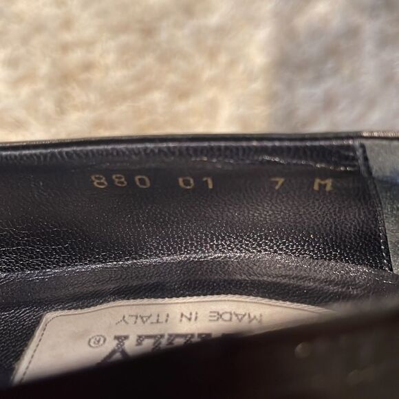 Bally Vintage Kathleen Leather Black Pump Heels Unique Cognac Details Sz 7 - Picture 8 of 12